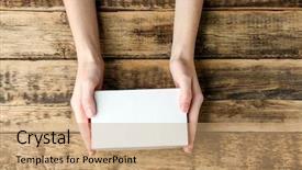  Presentation with box - Slides featuring female hands with white box background and a coral colored foreground