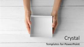  Presentation with praying hands on open bible - Cool new slides with female hands with white open backdrop and a light gray colored foreground