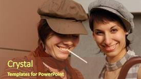  Presentation with female - Beautiful slide deck featuring female happy couple portrait outdoor backdrop and a tawny brown colored foreground