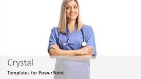  Presentation with health care - PPT layouts featuring female-health-care-worker background and a white colored foreground