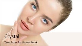  Presentation with aging skin - Amazing presentation theme having female healthcare - beauty portrait of young woman backdrop and a lemonade colored foreground