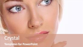  Presentation with beautiful young woman getting face - Slide set consisting of female healthcare - portrait of beautiful young woman background and a  colored foreground