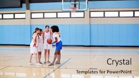  Presentation with basketball female - Slide set featuring female high school basketball players background and a lemonade colored foreground