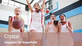 Presentation with basketball court - Amazing presentation theme having female high school basketball backdrop and a coral colored foreground