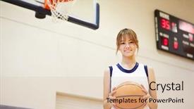  Presentation with basketball female - Slide set having female high school basketball background and a lemonade colored foreground