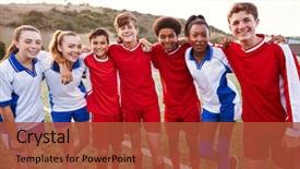  Presentation with teams - Amazing slides having female high school soccer backdrop and a red colored foreground