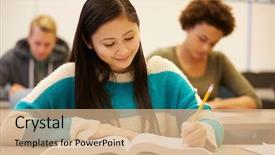  Presentation with high school psychology - Slide set enhanced with female high school student studying background and a coral colored foreground