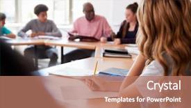  Presentation with student writing - Cool new theme with female high school student writing backdrop and a  colored foreground