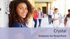  Presentation with high school - PPT theme consisting of female high school student background and a light blue colored foreground