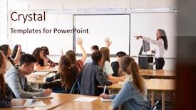  Presentation with high school - Presentation design with female high school teacher asking background and a sky blue colored foreground