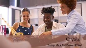  Presentation with technology students - Slide deck with female-high-school-teacher background and a coral colored foreground