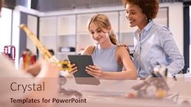  Presentation with high technology - Slides consisting of female-high-school-teacher background and a coral colored foreground