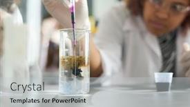  Presentation with highschool - PPT layouts with female-highschool-student-or-researcher background and a light gray colored foreground