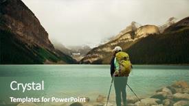  Presentation with banff national park - Theme consisting of female hiker at lake louise background and a  colored foreground