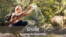  Presentation with stream - Presentation theme enhanced with female hiker playing with stream background and a  colored foreground