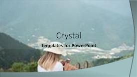  Presentation with trekking - PPT layouts having female-hiker-with-backpack background and a  colored foreground