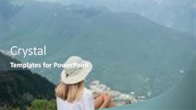  Presentation with trekking - Theme consisting of female-hiker-with-backpack background and a  colored foreground