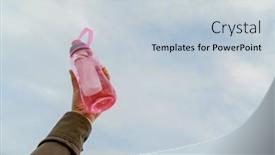  Presentation with water bottle - Colorful PPT theme enhanced with female-holding-bottle-of-water backdrop and a lemonade colored foreground