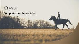  Presentation with horse riding - Slides consisting of female-horse-rider-riding-outdoors background and a sky blue colored foreground