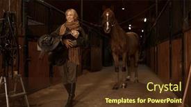  Presentation with rider - Presentation design with female-horse-rider-walking background and a tawny brown colored foreground