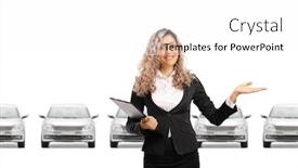  Presentation with car - Amazing presentation having female-host-in-a-car backdrop and a white colored foreground