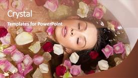  Presentation with body - Beautiful presentation theme featuring female in bath with rose backdrop and a coral colored foreground