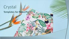  Presentation with blue floral - PPT theme having female-in-summer-floral-palm background and a sky blue colored foreground
