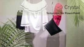  Presentation with palm leaves - Slide set with female-in-summer-stylish-fashionable background and a mint green colored foreground