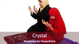  Presentation with omrah muslim people praying - Theme consisting of female in traditional clothes praying background and a tawny brown colored foreground
