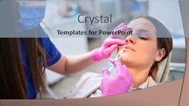  Presentation with injection - PPT theme with female-increases-lips-with-injection background and a light blue colored foreground