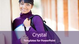  Presentation with college campus - Slide deck featuring female indian college student on campus background and a violet colored foreground