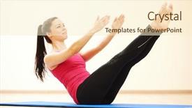  Presentation with female sport - Presentation theme featuring female instructor doing stretching pilates background and a cream colored foreground