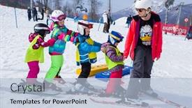  Presentation with teach - Theme consisting of female-instructors-teach-group background and a light blue colored foreground