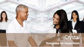  Presentation with life insurance - Audience pleasing PPT theme consisting of female insurance agent who is backdrop and a coral colored foreground