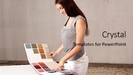  Presentation with interior designer - Slide deck featuring female interior architect or designer background and a coral colored foreground