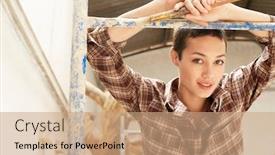  Presentation with scaffolding - Presentation theme enhanced with female-interior-decorator-leaning background and a coral colored foreground