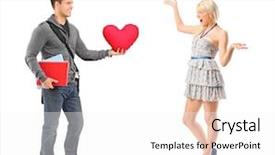  Presentation with heart - Audience pleasing slide deck consisting of female isolated on white background backdrop and a  colored foreground