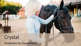  Presentation with horse riding - Amazing presentation theme having female jockey and horse horseback backdrop and a  colored foreground