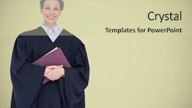  Presentation with light book - Cool new PPT theme with female judge with book backdrop and a  colored foreground