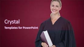  Presentation with maroon - Slide deck having female judge with book background and a tawny brown colored foreground