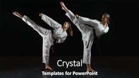  Presentation with kimono - Presentation consisting of female-karatekas-in-kimono-combat background and a  colored foreground