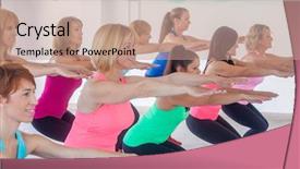  Presentation with keep calm terminal - Colorful presentation design enhanced with female keep fit exercising stretching backdrop and a coral colored foreground
