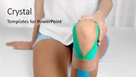  Presentation with knee - Presentation theme consisting of female knee with physio tape background and a light gray colored foreground