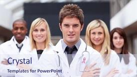  Presentation with breast cancer awareness month - Cool new slides with female lab coat - breast cancer awareness ribbon backdrop and a sky blue colored foreground