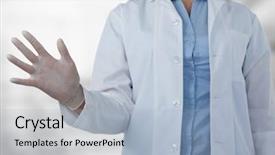  Presentation with lab coat - PPT layouts featuring female lab coat - digital composite of doctor mid background and a light blue colored foreground