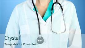  Presentation with lab coat - PPT theme with female lab coat - medical doctor with stethoscope background and a  colored foreground