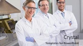  Presentation with smiling kids at summer camp - Amazing slide deck having female lab coat - smiling scientists looking at camera backdrop and a lemonade colored foreground