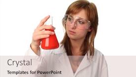  Presentation with technical - PPT theme with female lab technical performing an experiment background and a soft green colored foreground
