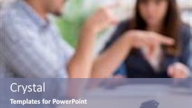  Presentation with lawyer client meeting - Cool new slide set with female lawyer meeting with his male client in the office backdrop and a seafoam green colored foreground