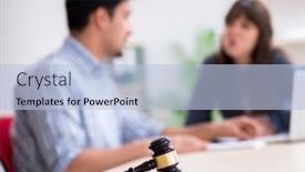  Presentation with lawyer client meeting - PPT layouts having female-lawyer-meeting background and a light blue colored foreground